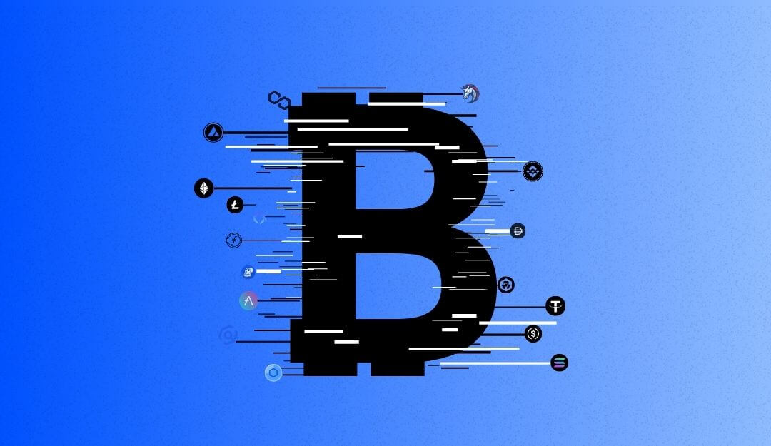 Bitcoin logo and altcoins